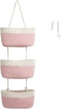 TeoKJ Over the Door Hanging Basket, 3-Tier Woven Cotton Wall-Mounted Storage by TeoKJ