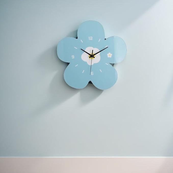 12 Inch Blue Flower Wall Clock Petal Design Wall Clock Silent Non Ticking Clock - Image 5