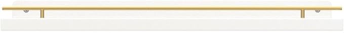 WOPITUES Floating Shelves with Gold Metal Guardrail, Shelves - Image 4