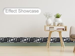 IVN Wallpaper Border Peel and Stick Wall Black and Silver Mosaic Decorative - Image 8
