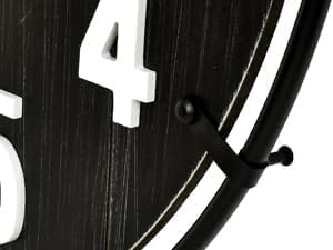 EMAX HOME Large Old Town Farmhouse Black Wall Clock 30 Inch Rustic Antique Wood - Image 7