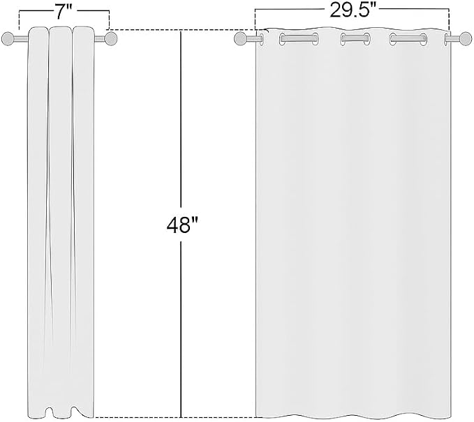 NICETOWN White Lightweight Fabric Curtain Panels, 48 inch Length, Non-Blackout - Image 2