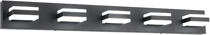 SOLFART Black 5 Light Bathroom Vanity Lights Over Mirror LED Modern Vanity by SOLFART