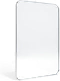 Brushed Nickel Bathroom Wall Mirror, Tempered Glass, Shatter Proof, Hangs by Minuover