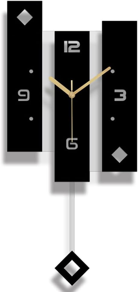 SHISEDECO Creative Mute Modern Large Pendulum Clock in Black and White Color by SHISEDECO