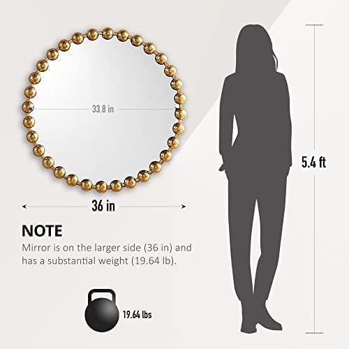 Madison Park Round Mirror, Metal Frame Circle Mirror 36 inch, Wall Art Decor - Image 6
