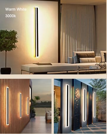 2Pack 79inch Long Outdoor Modern LED Wall Light, 65W Waterproof IP65 Warm White - Image 4