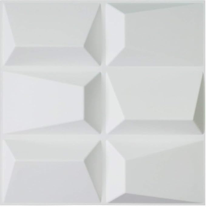 Art3d Decorative 3D Wall Panels 19.7" x 19.7" Snow White, PVC Wall Panel by Art3d