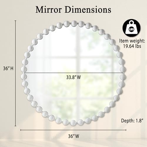 Madison Park Round Mirror, Metal Frame Circle Mirror 36 inch, Wall Art Decor - Image 5