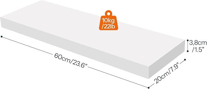 HOOBRO Floating Shelves for Wall, Wall Mounted Shelf Set of 2, 23.6" Hanging - Image 3