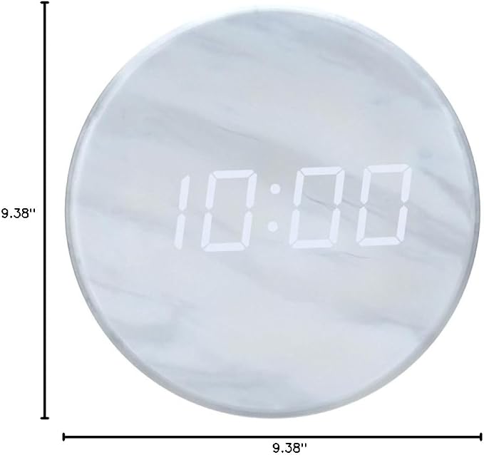 Minimalist LED Digital Wall Clock – USB Powered | Marble Style | 12/24 Hour - Image 8
