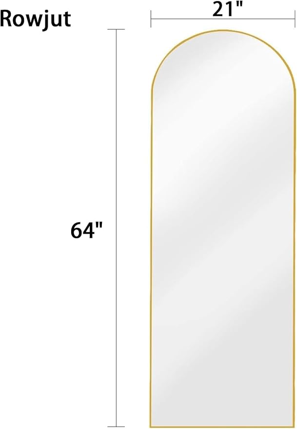 Rowjut 64"x21"Floor Mirror Arched Full Length Mirros, Mirror Floor Length - Image 4