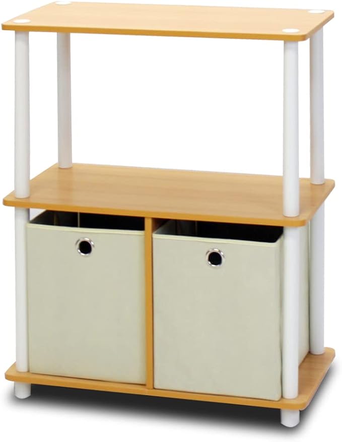 Furinno TURN-N-TUBE Storage Shelves Set of 2, 3-Tier Toolless Book Shelf - Image 5