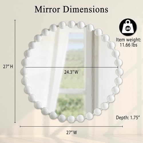 Madison Park Round Mirror, Metal Frame Circle Mirror 27 inch, Wall Art Decor - Image 5