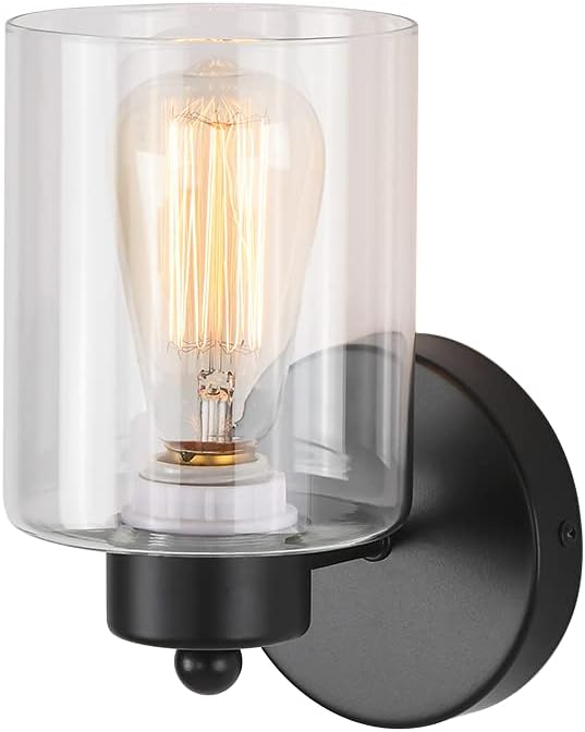 1-Light Bathroom Black Vanity Light Matte Black Wall Sconce Vintage by KENMI