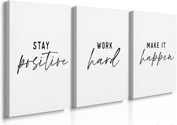 GUBIYU Black and White Inspirational Wall Art Stay Positive Work Hard Make it by GUBIYU