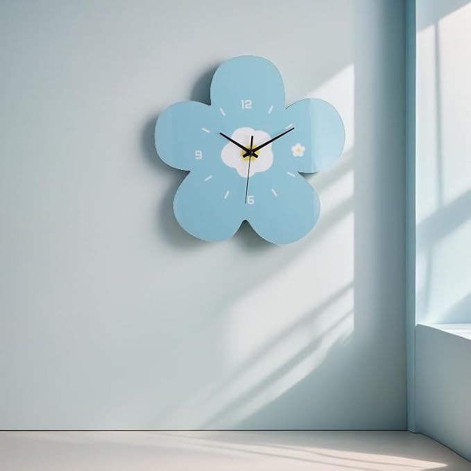 12 Inch Blue Flower Wall Clock Petal Design Wall Clock Silent Non Ticking Clock - Image 3