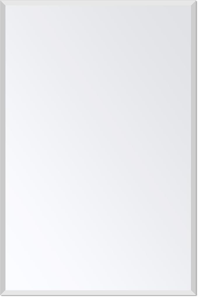 Frameless Bathroom Mirror for Wall, Rectangle Beveled Edge Mirror for Over Sink by Ruomeng