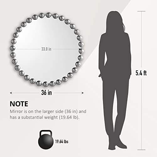 Madison Park Round Mirror, Metal Frame Circle Mirror 27 inch, Wall Art Decor - Image 6