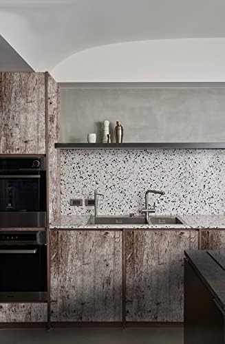 Dimoon 236"x17.7" Wood Stick and Peel Wallpaper Dark Grey Brown Wood Contact - Image 2