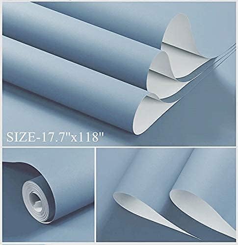 Dimoon 236''x17.7'' Blue Peel and Stick Wallpaper Contact Paper Modern Self - Image 2