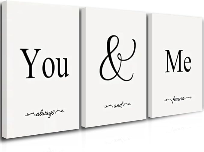 GUBIYU Black & White Bedroom 'You And Me' Love Words Art 24"x36" by GUBIYU