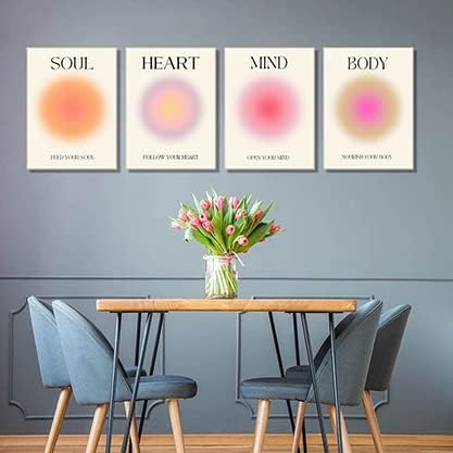 Framed Art Angel Halo Aesthetics Poster Set of 4 Pieces Colorful Aura Gradient - Image 6