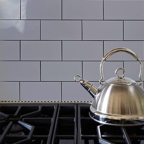 AULIGET 100-Piece Polished Grey Thick PVC Peel and Stick Backsplash - Image 5