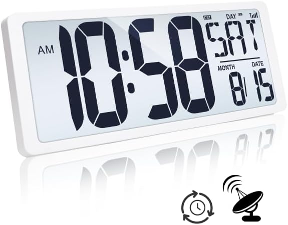 TXL Atomic Clock with Backlight, 14.2" Digital Wall Clock, Battery Operated by TXL