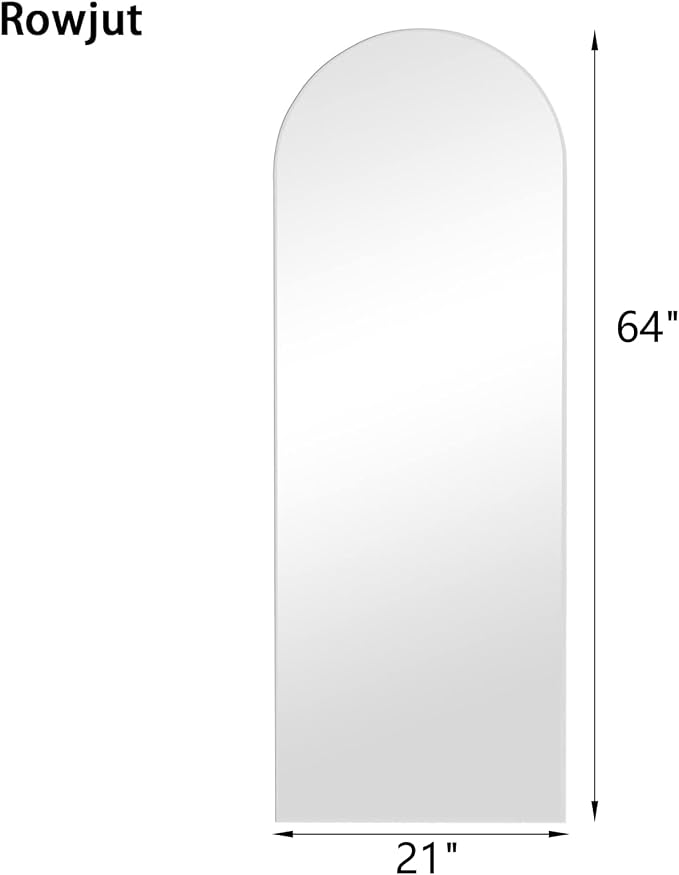 Rowjut Floor Mirror Arched Full Length Mirrors, Living Room, Aluminum Frame - Image 3