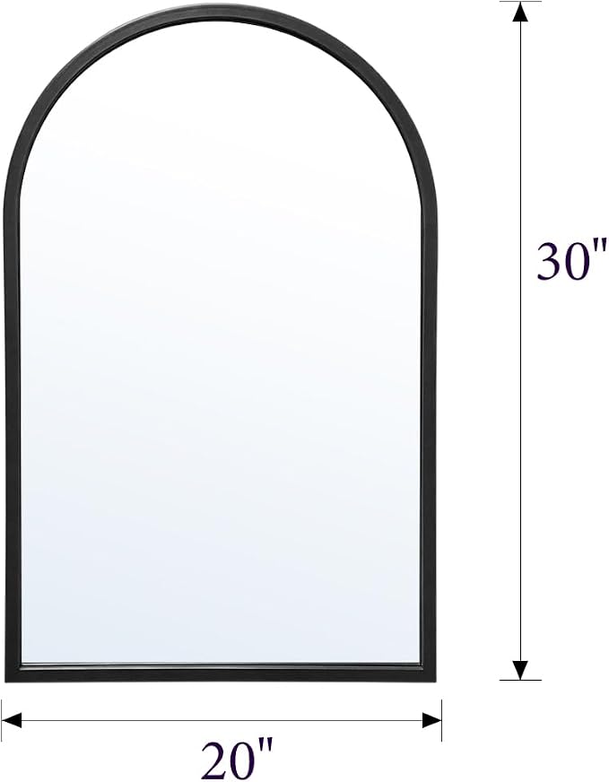 Wall Mounted Mirror, 30“x20 Black Bathroom Mirror, Arched Window Mirrors - Image 2