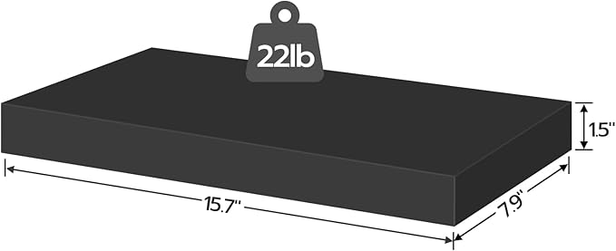 HOOBRO Floating Shelves for Wall, Wall Mounted Shelf Set of 2, 15.7" Hanging - Image 3