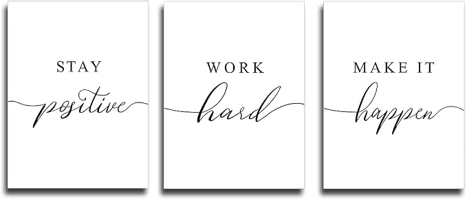 Framed Canvas Wall Art Positive Quote, Office Art, Motivational Artwork Set of - Image 8