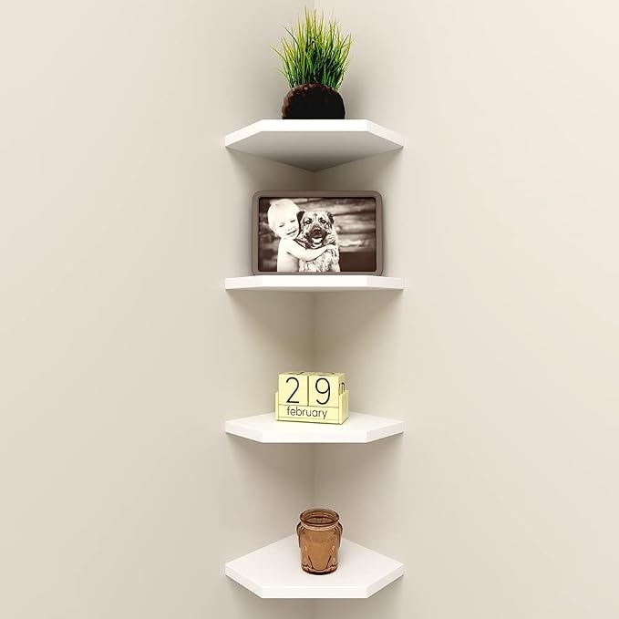 WELLAND 7-Inch Floating Corner Shelves Set of 2, Wall Mounted Storage Shelf - Image 5