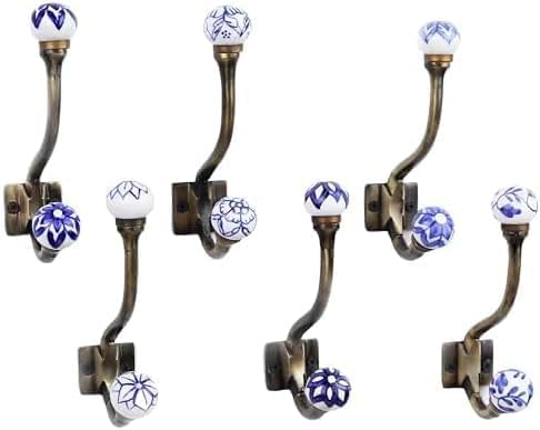 Indian Shelf Pack of 12 Heavy Duty Decorative Double Hooks by IndianShelf