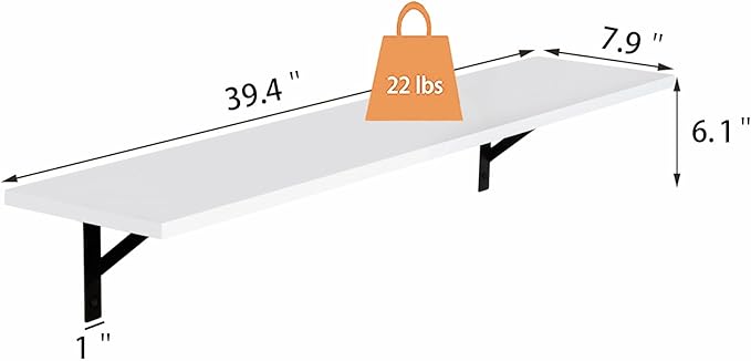 DINZI LVJ Long Wall Shelves, 39.4Inch Wall Mounted Shelves Set of 2, - Image 3