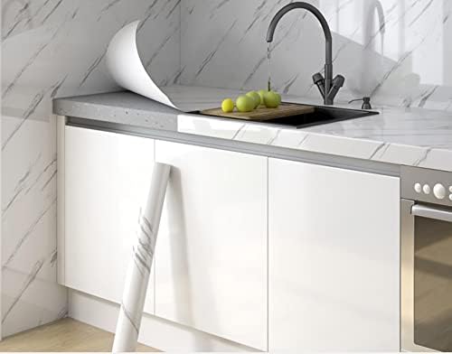 Glossy Marble Paper Granite Gray/White Wallpaper Peel and Stick Wallpaper Self - Image 3