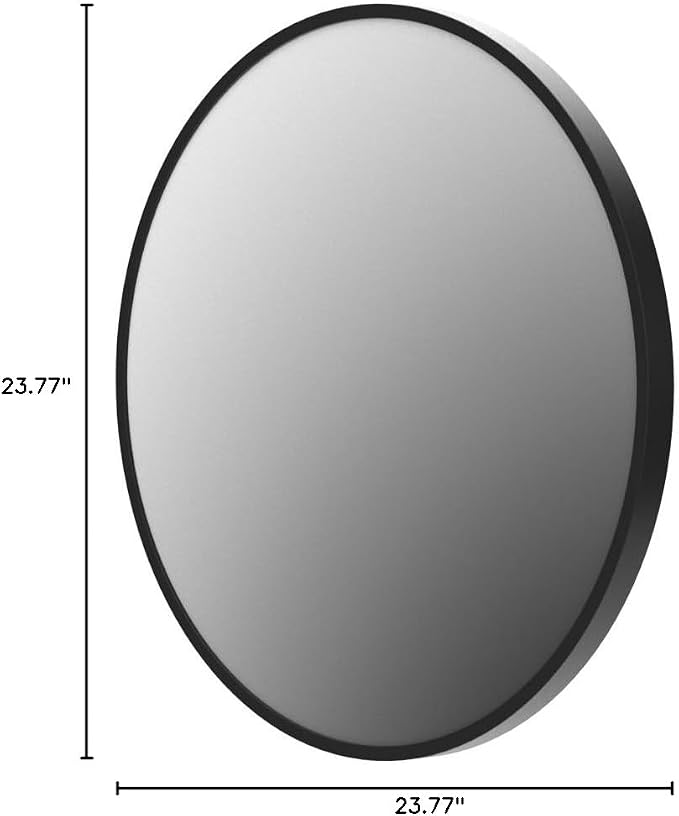 BEAUTYPEAK 24 Inch Round Mirror, Metal Frame Circle Mirror, Wall Mounted - Image 9