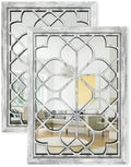 Set of 2 19x26 Inch Large Grey Shatterproof Rectangular Wall Mirrors, Boho by HMANGE