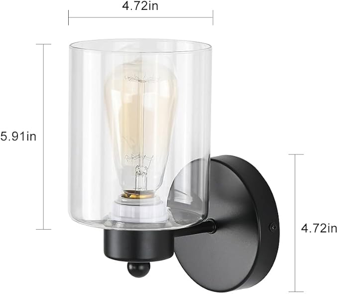 1-Light Bathroom Black Vanity Light Matte Black Wall Sconce Vintage - Image 4