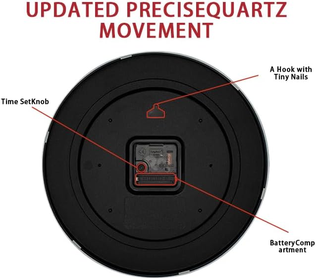 HZDHCLH Wall Clock Red, Silent Wall Clocks Battery Operated 12 Inch Modern Non - Image 4