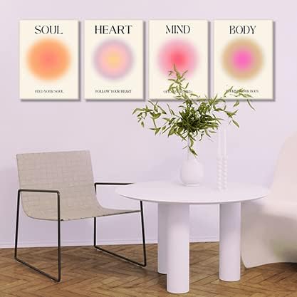 Framed Art Angel Halo Aesthetics Poster Set of 4 Pieces Colorful Aura Gradient - Image 4