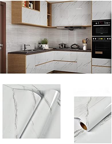 Glossy Marble Paper Granite Gray/White Wallpaper Peel and Stick Wallpaper Self - Image 6