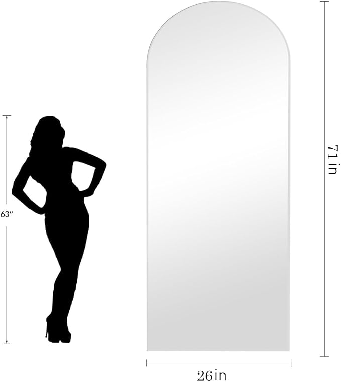 Dewfig Arched White Full Length Mirror, Large Floor Mirror, Full Body Mirrors - Image 8