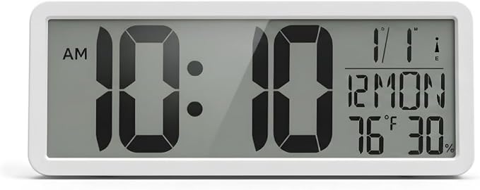 Atomic Digital Wall Clock Battery Operated Large Display | Automatic Time by Ken-Tech