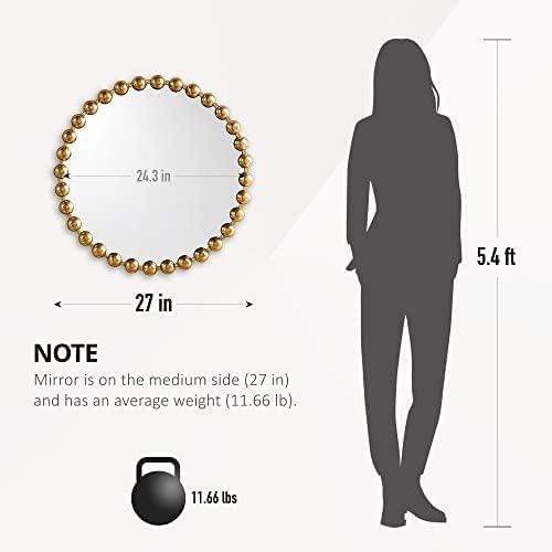 Madison Park Round Mirror, Metal Frame Circle Mirror 27 inch, Wall Art Decor - Image 7