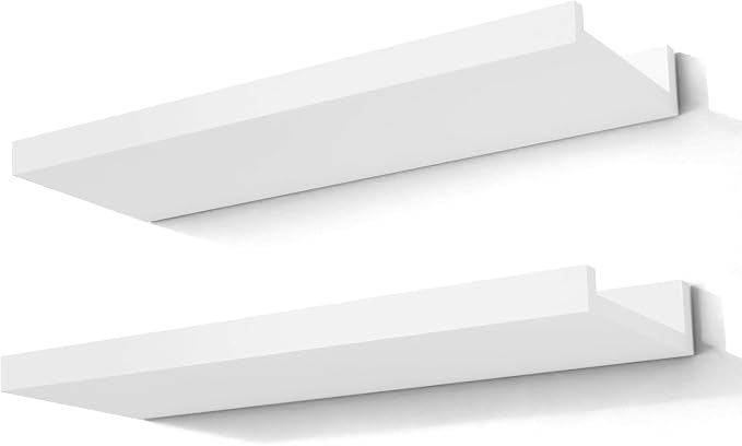 White Floating Shelves for Wall Decor, Wall Mounted Wood Storage Shelf for by Unknown