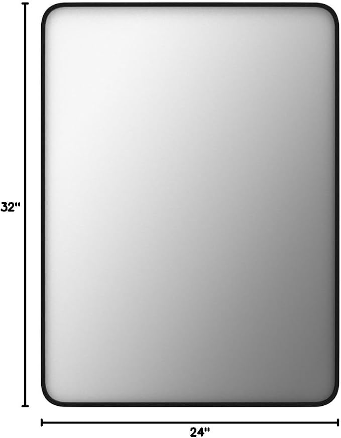 LOAAO 24X32 Inch Black Metal Framed Bathroom Mirror - Image 7