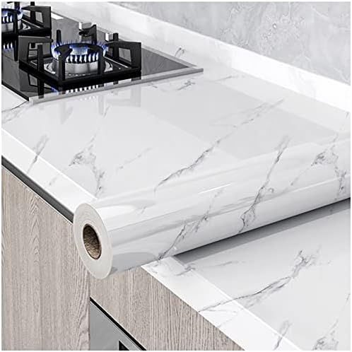 Glossy Marble Paper Granite Gray/White Wallpaper Peel and Stick Wallpaper Self by HellKitWallpaper
