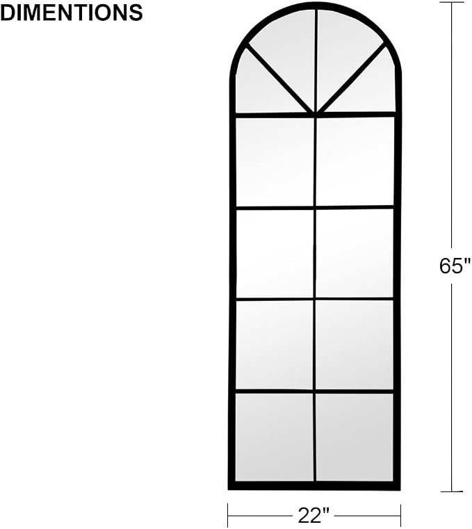 Floor Full Length Mirror, Large Window Pane Body Mirrors, No Stand - Image 4